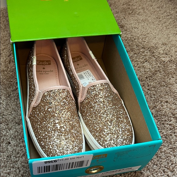 Kate Spade Gold Glitter Slip-On Shoes - Picture 1 of 5